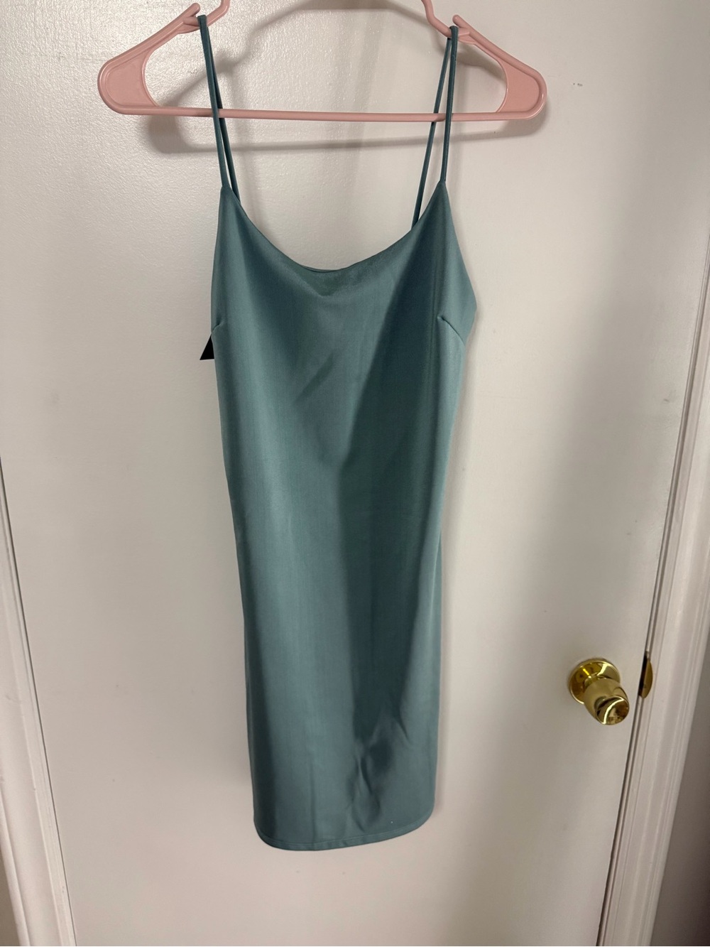 Satin Slip Mini Dress in Teal